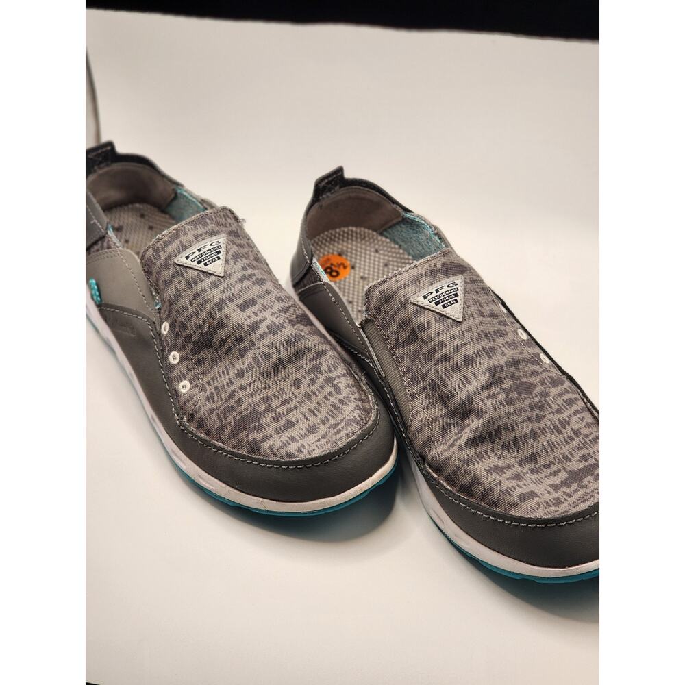Mens 8.5W Columbia PFG Slip On Fishing Boat Shoes Bahama Vent Relaxed Gray/ Blue - Picture 4 of 9